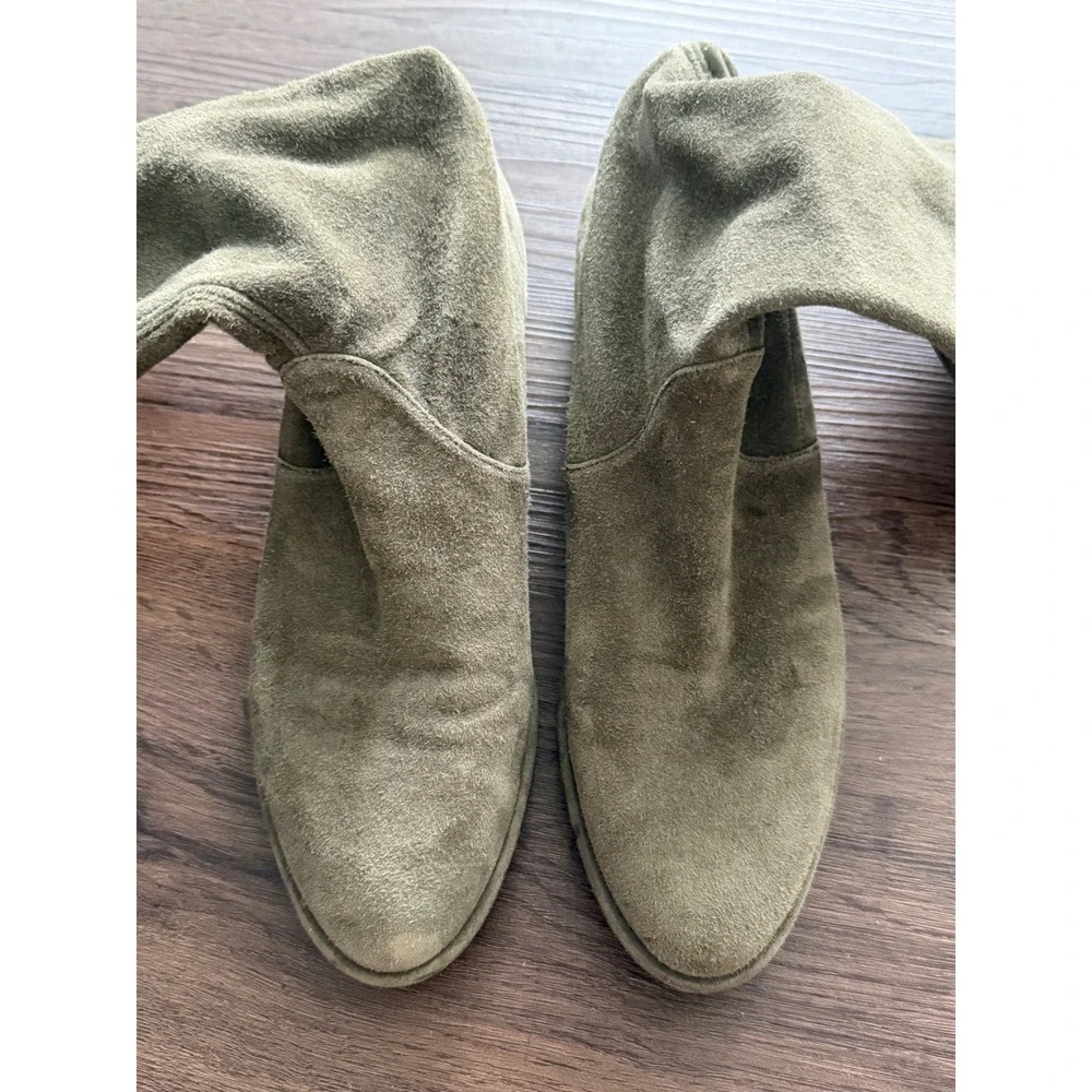 Stuart Weitzman Lowland Olive Green Suede Over the Knee Boots 6.5 M Spain